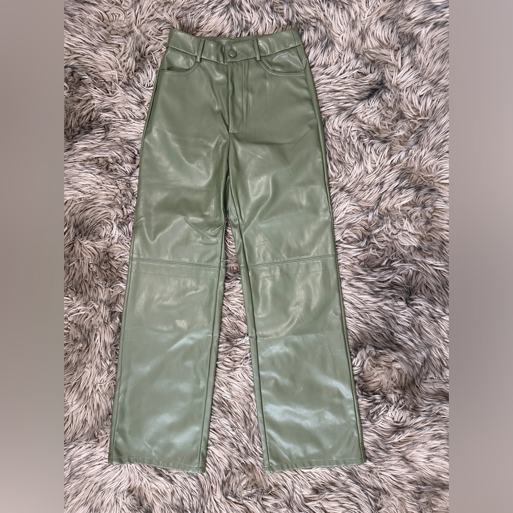 SHEIN green pleather pants in XSMALL